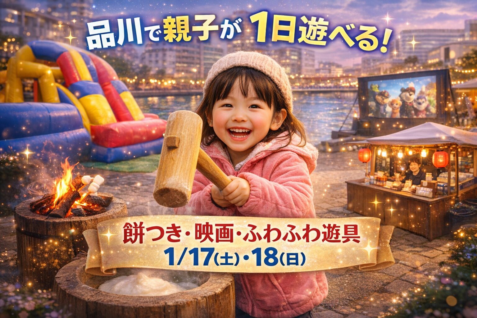 【品川】親子で1日遊べる！餅つき・映画・ふわふわ遊具が楽しめる週末イベント