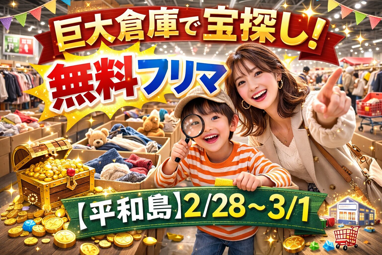 【平和島】2/28開催！巨大倉庫で宝探し？！体験型フリーマーケット「マカセルフリマ」