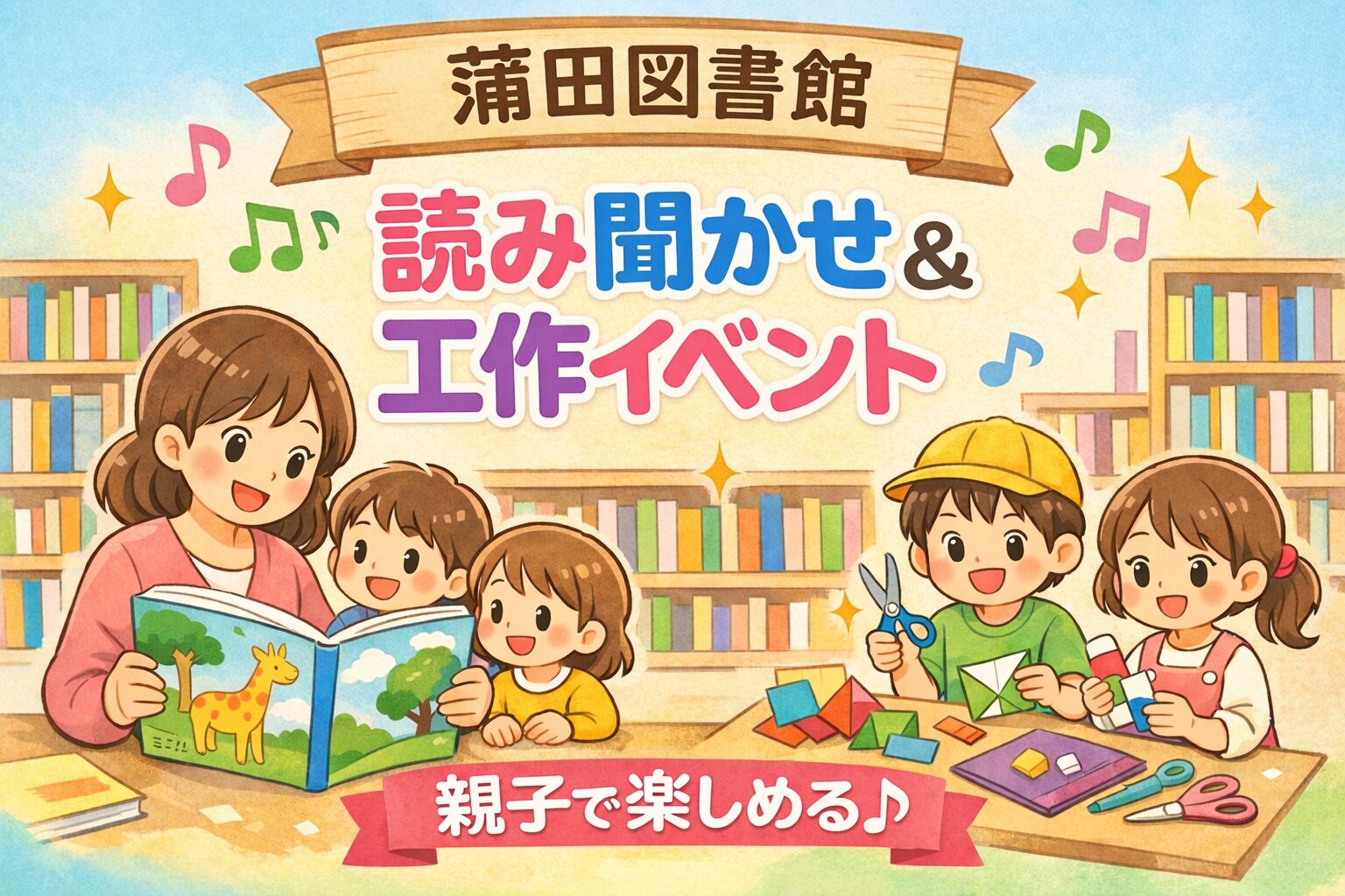【蒲田】図書館で親子イベント開催！大きな絵本の読み聞かせ＆楽しい工作