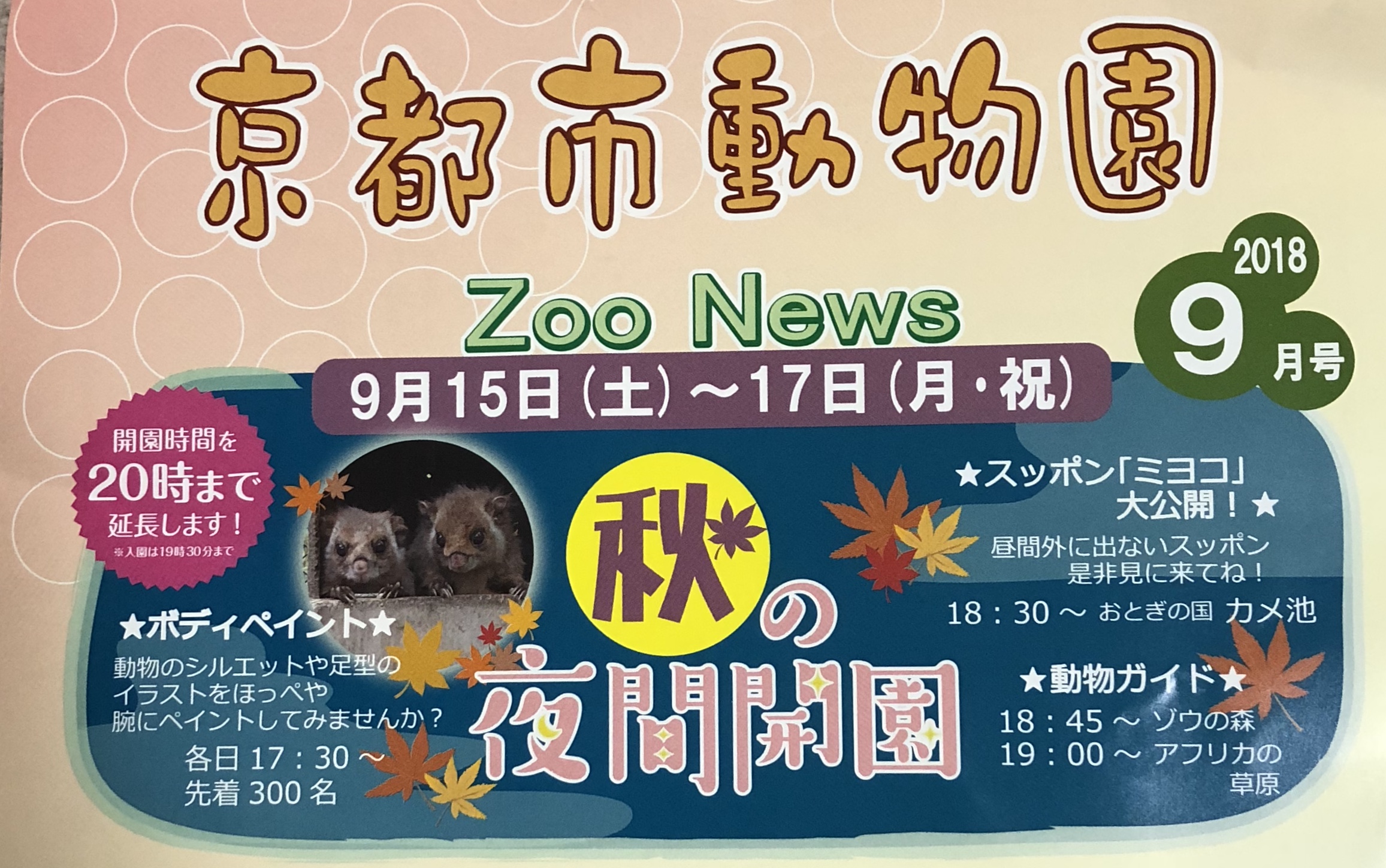 無料の動物ボディペイントサービスや普段は見られないあの動物を公開 9月15日 17日 京都市動物園 秋の夜間開園 滋賀のママがイベント 育児 遊び 学びを発信 シガマンマ ピースマム