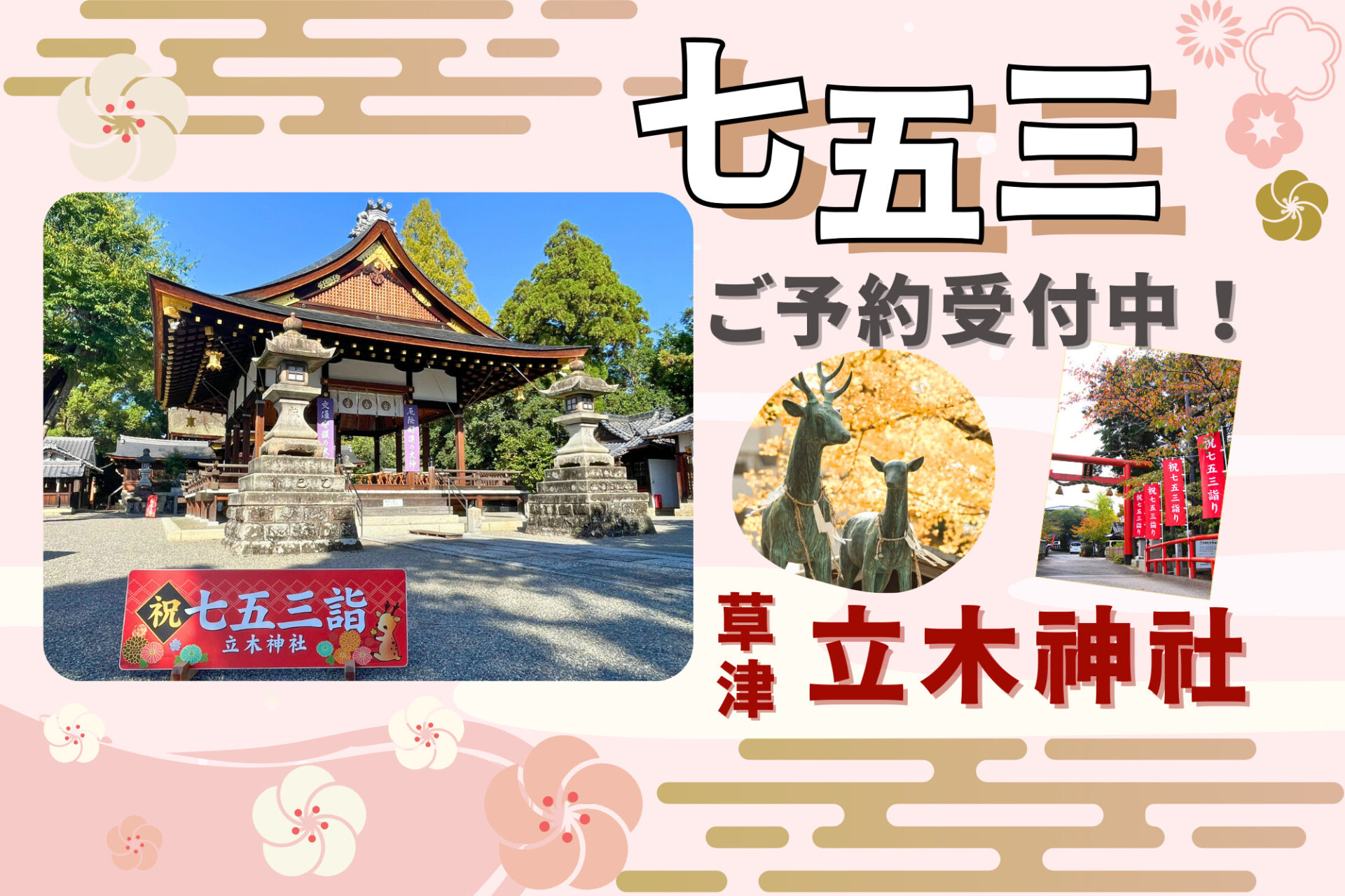 七五三参拝におすすめ☆歴史ある【草津 立木神社】の創建の由来を知ってお子さまの成長を祈ろう☆お得!【七五三企画】もご利用ください♪