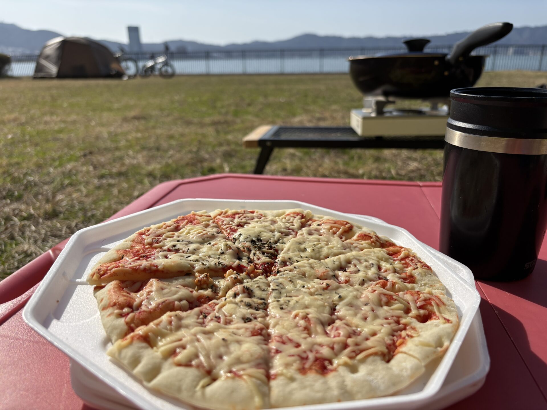 【行ってきた！】駐車場無料でデイキャンプ♪草津市の湖岸緑地「帰帆島2」で琵琶湖を眺めながら手軽に外ごはんを楽しめました！